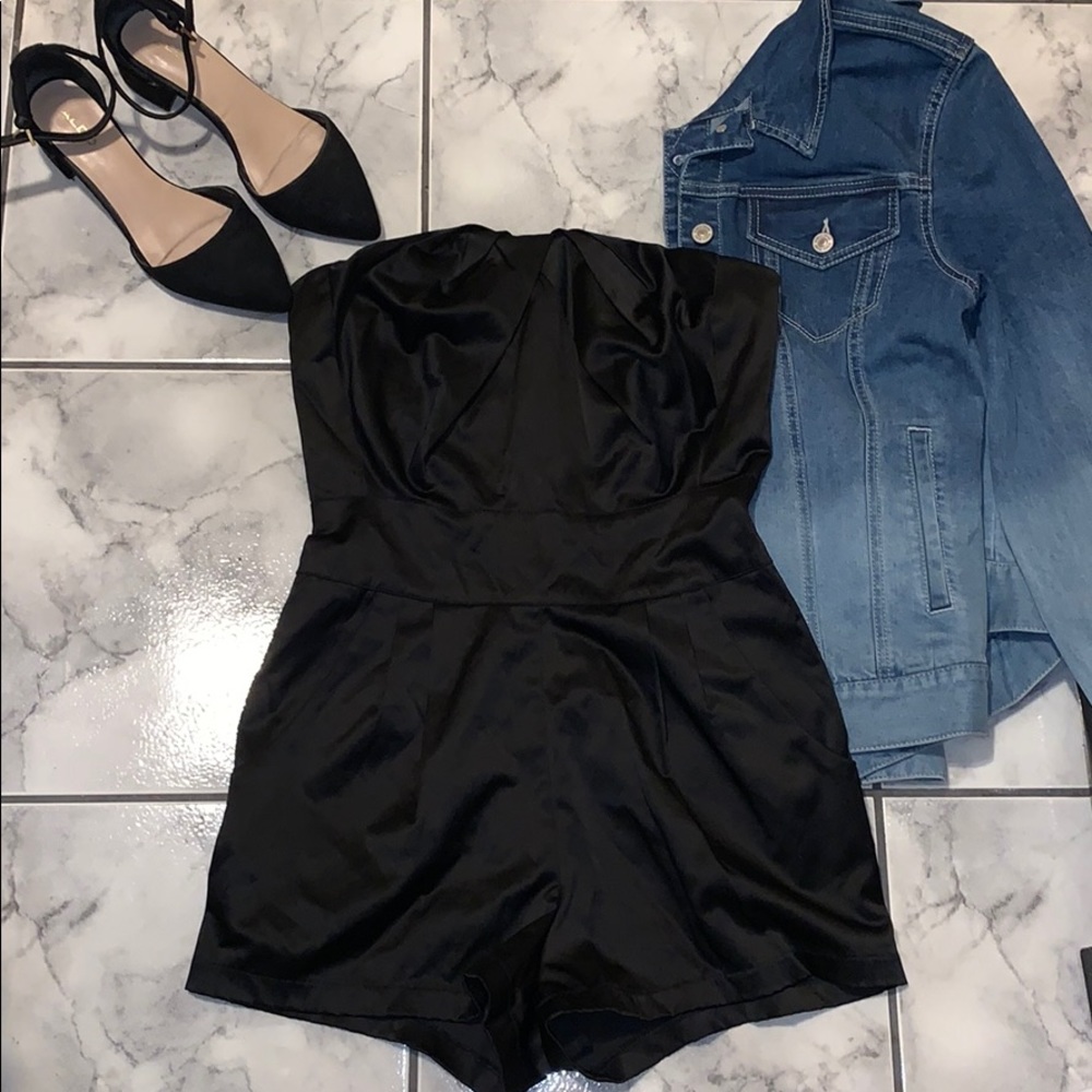 Black Romper with Sweetheart Neckline